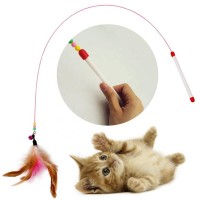 Cat Toy Feather Wand Interactive Pet Cat Kitten Chaser Teaser Wire Wand