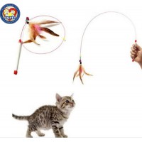 Cat Teaser Wand Cat Toys Color Vary Feather Toy Teaser with Bell